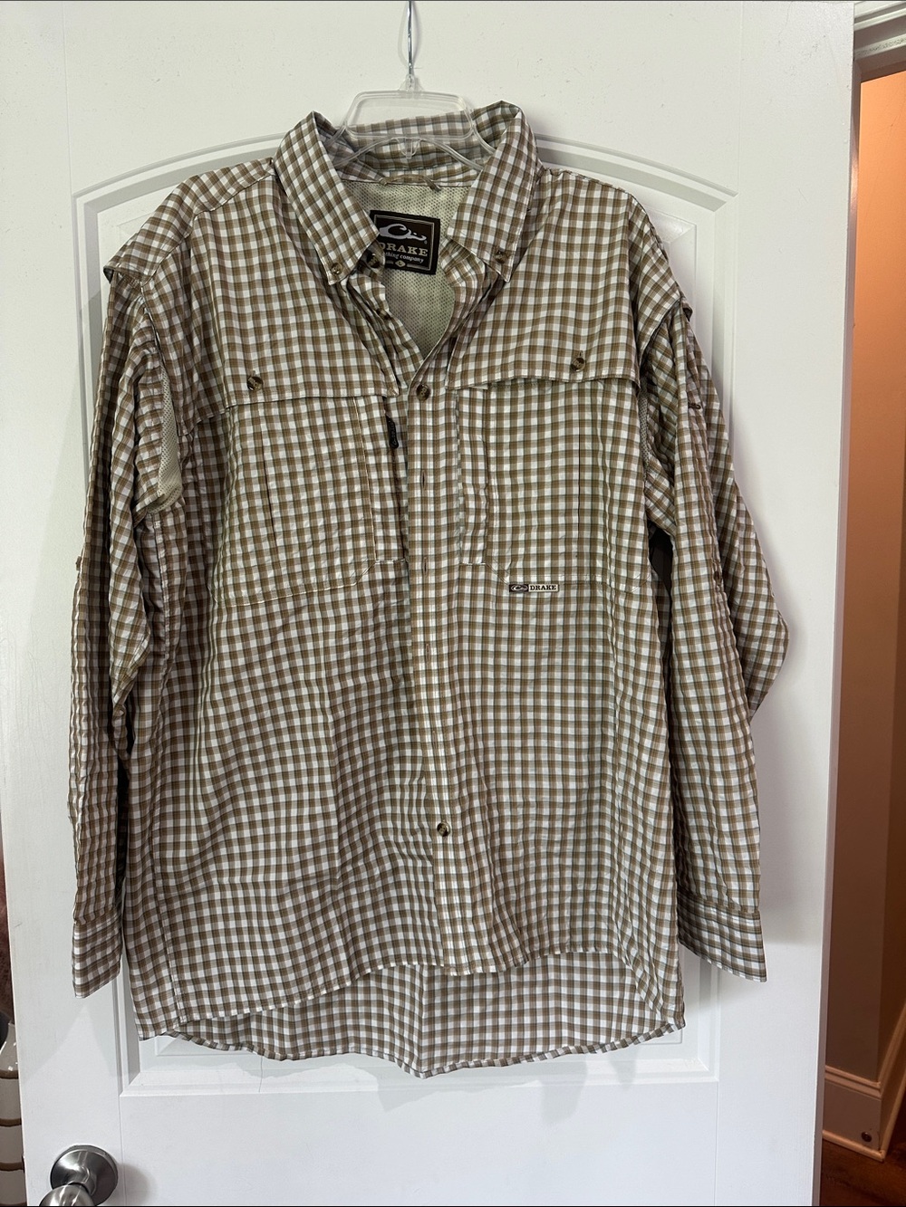 Drake Brown and White Gingham Button-Down Shirt
